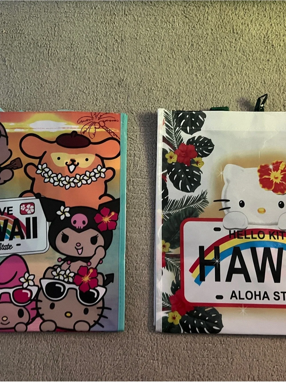 Hello Kitty Tropical Tote Bag with Multicolor Hawaiian Graphics